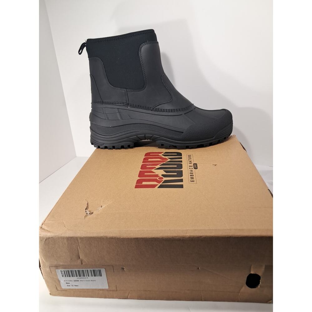 R-cord Men’s 13 Black Snow Boots Winter Waterproof Pull-On NWT